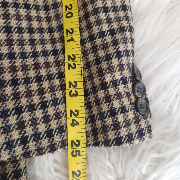 BOSS Blazer Cashmere Wool Sports Coat‎ 42 Plaid Checker Brown Double Vent - Picture 15 of 16